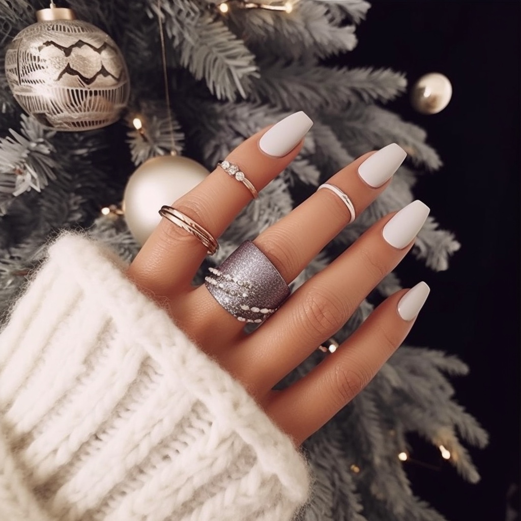 White Winter Nails for holidays