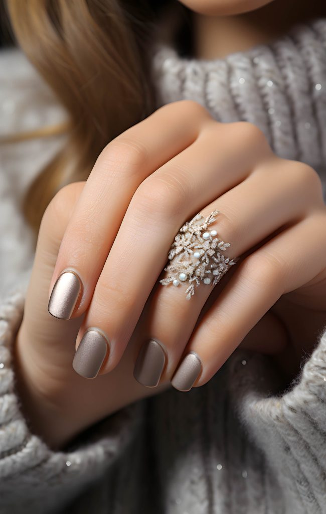 Holiday silver nails