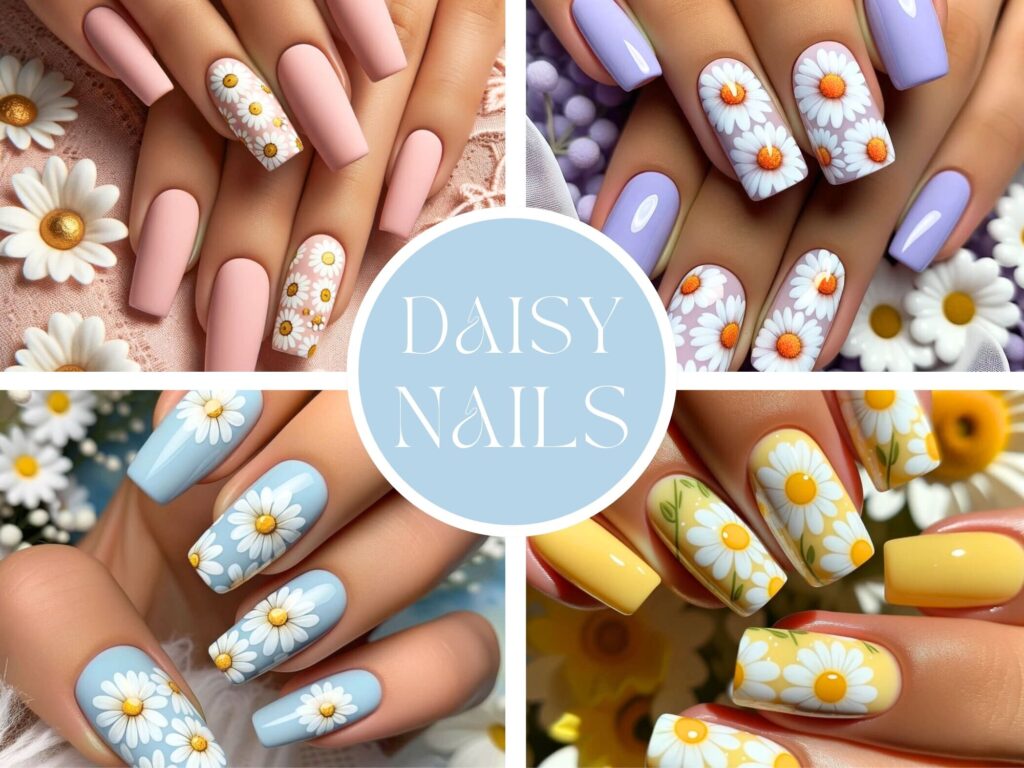 daisy acrylic nails