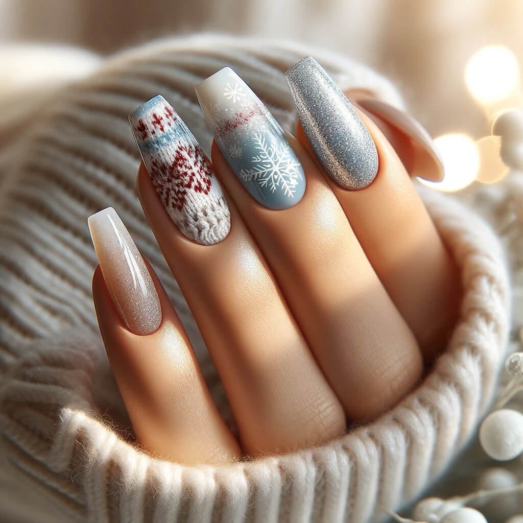 Cozy winter nail design
