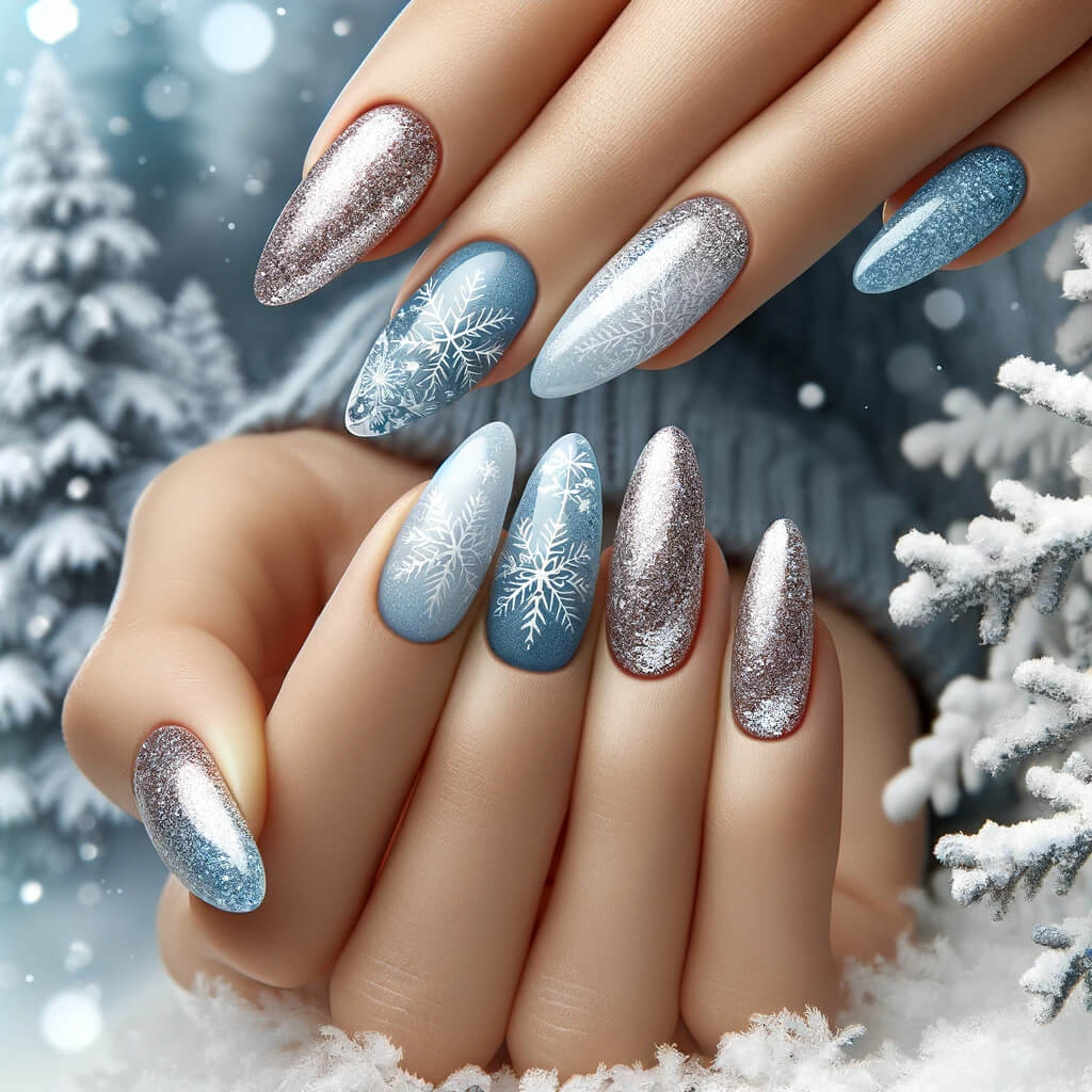 Icy winter nail design
