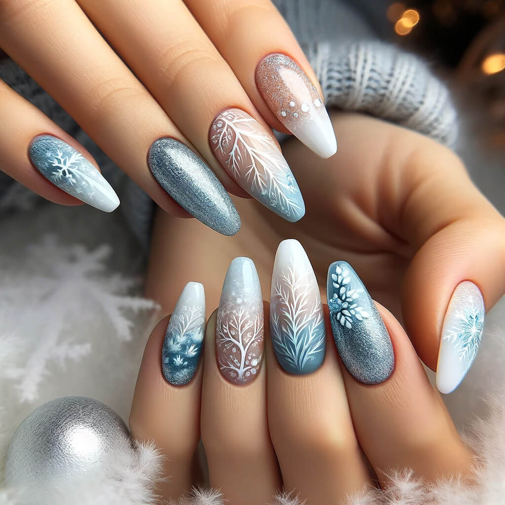 Frosty and magical winter nails