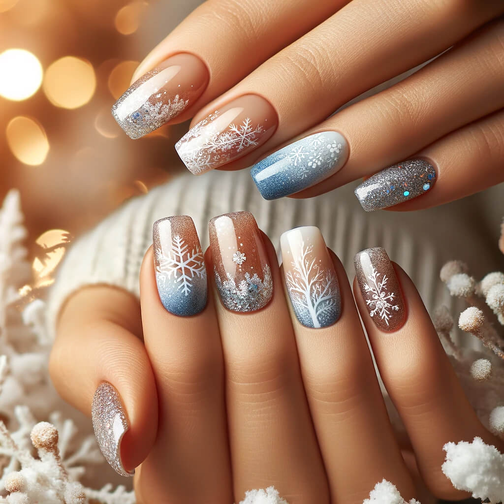Short winter nails for holidays