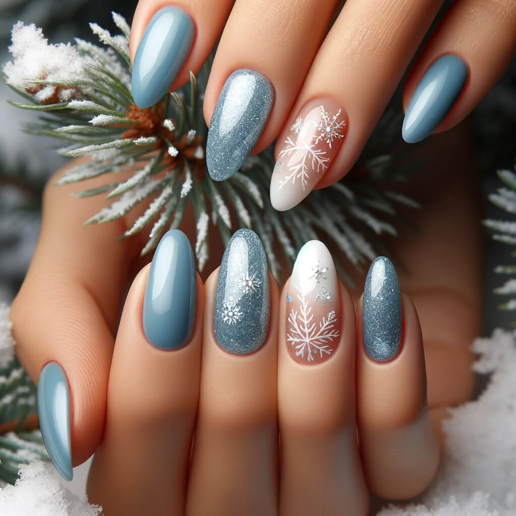 Blue winter nails