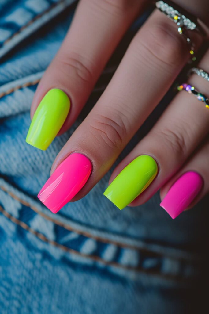 Neon Vibes  spring nail designs