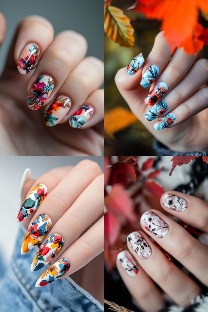 Abstract Florals Nail Ideas