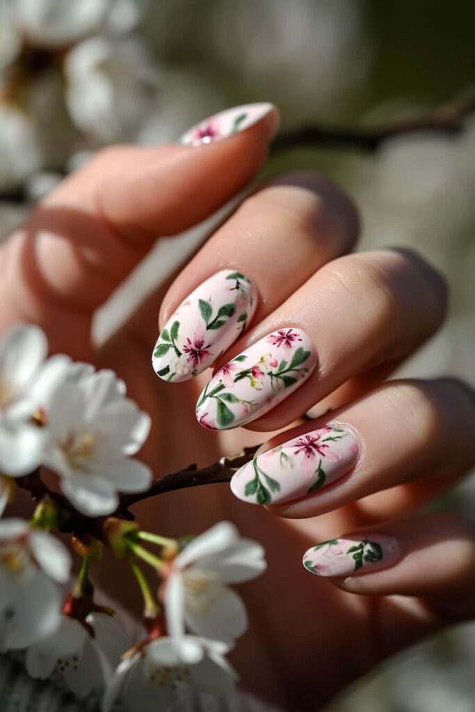 Spring blossom spring nails