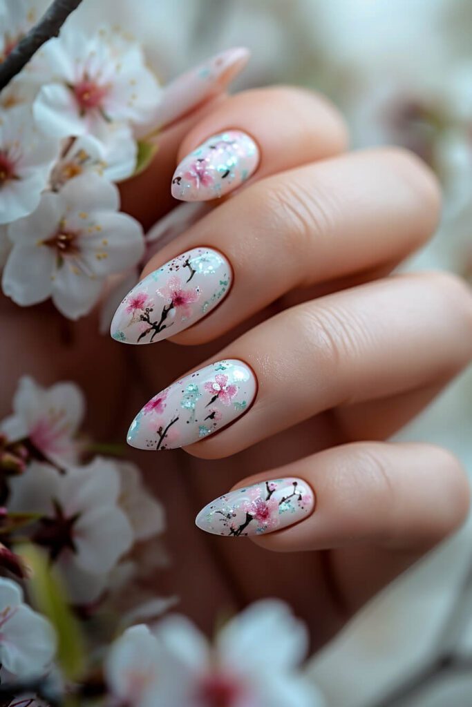 Springtime Splatter: Cherry Blossom Festival Nails