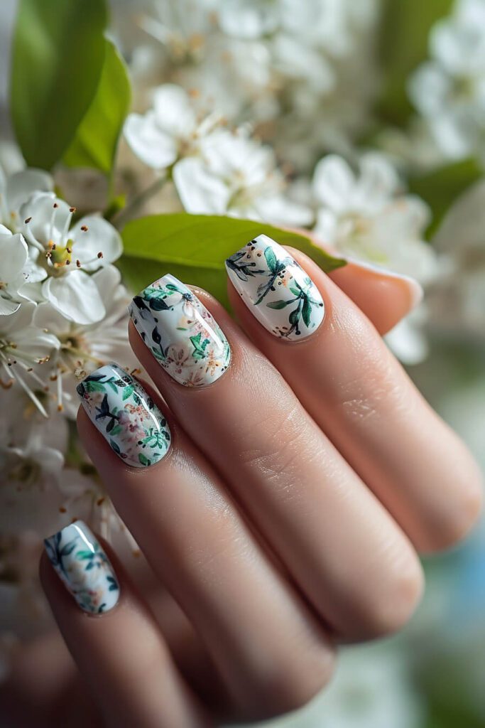 Emerald Flora: Spring Nails in Blossom