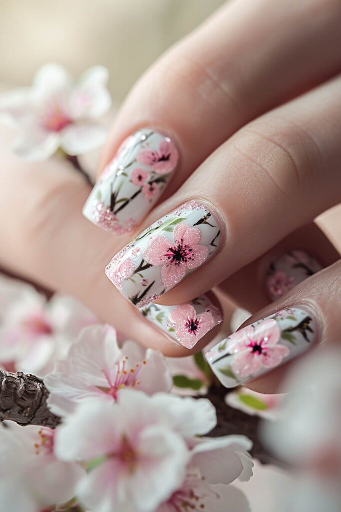 Cherry Blossom Elegance: Delicate Spring Nails