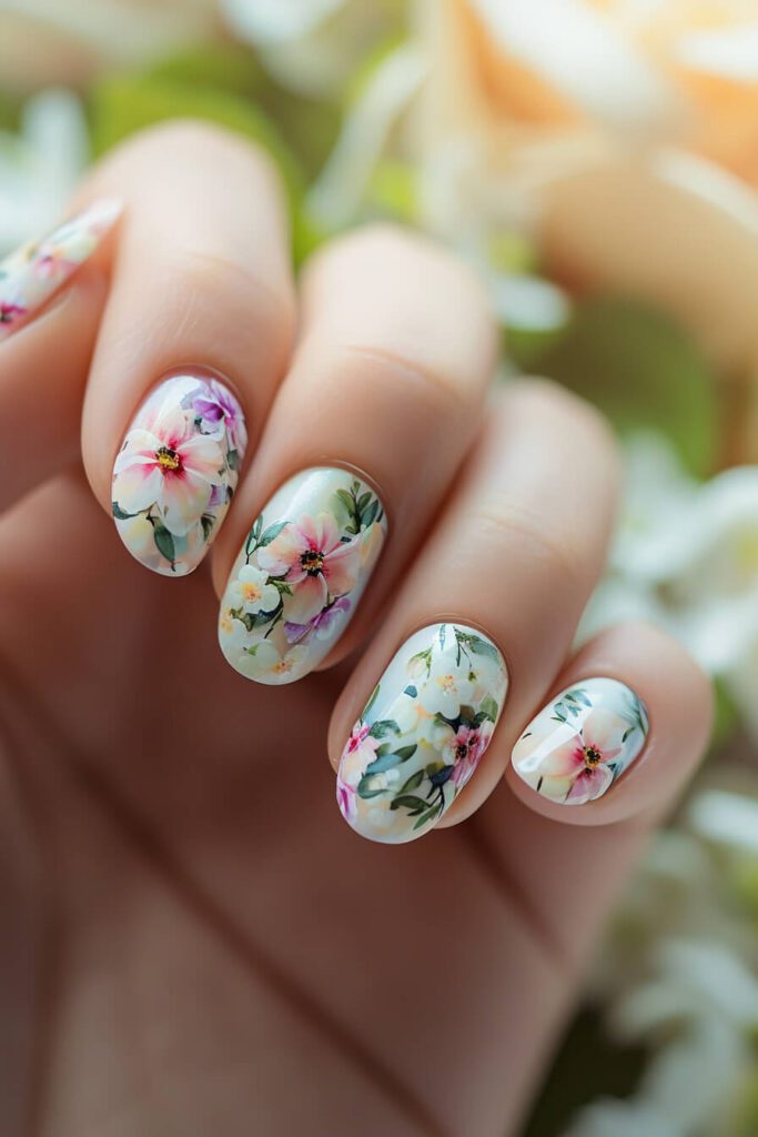 Botanical Bliss: Tranquil Spring Nails