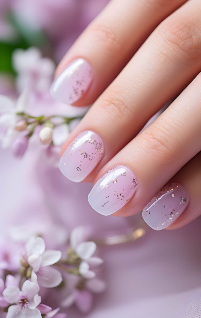 Lavender Whisper: Subtle Glitter Spring Nails