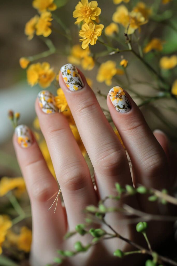 Sunny Marigold Whimsy: Vibrant Spring Nails