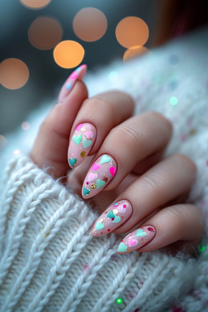 Whimsical Heartscape: Valentines Day Nails