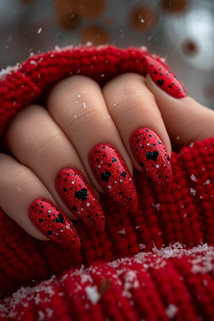 Valentines Day Sparkle: Crimson Glitter with a Touch of Noir