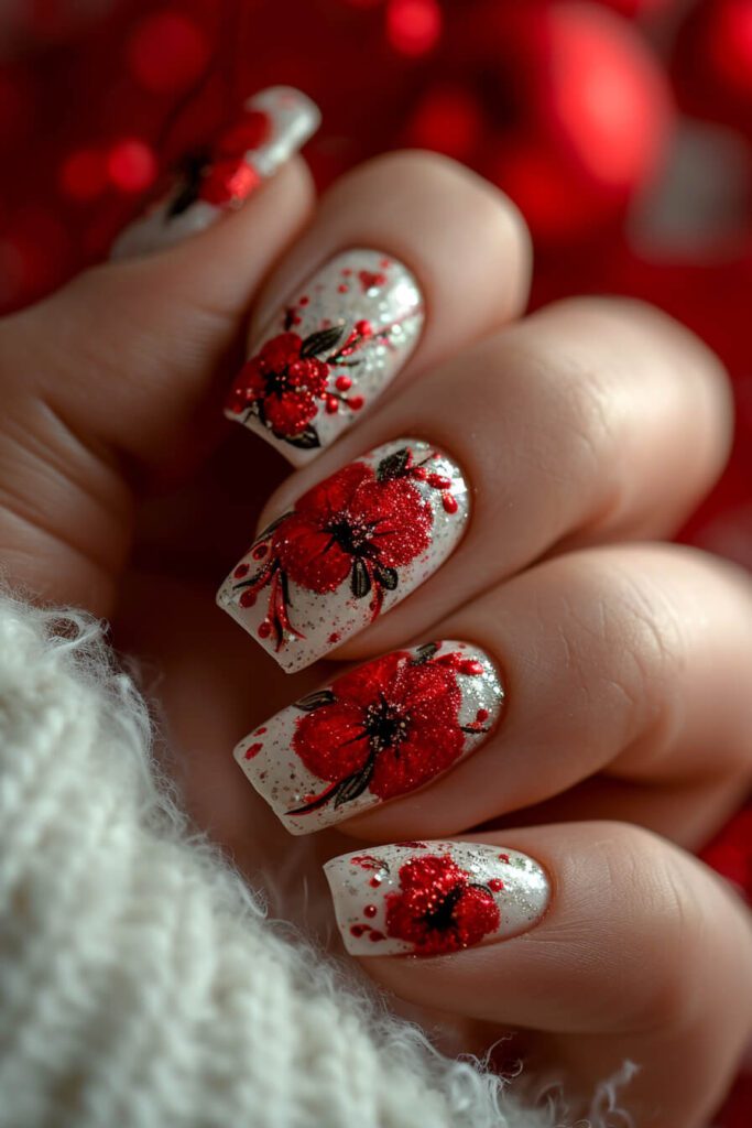 Passionate Blooms: Valentines Day Nails with Floral Flair