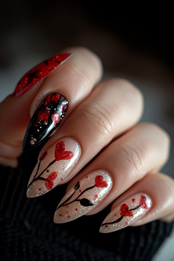 Valentines Day Nails: Hearts Aflutter