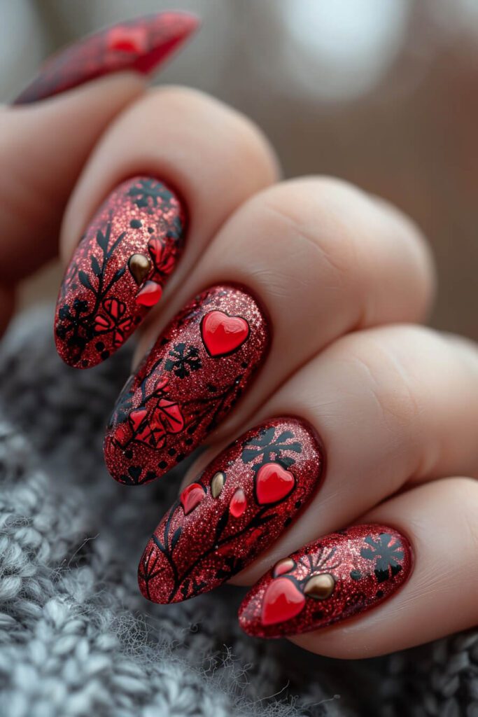 Crimson Love: Enchanted Valentines Day Nails