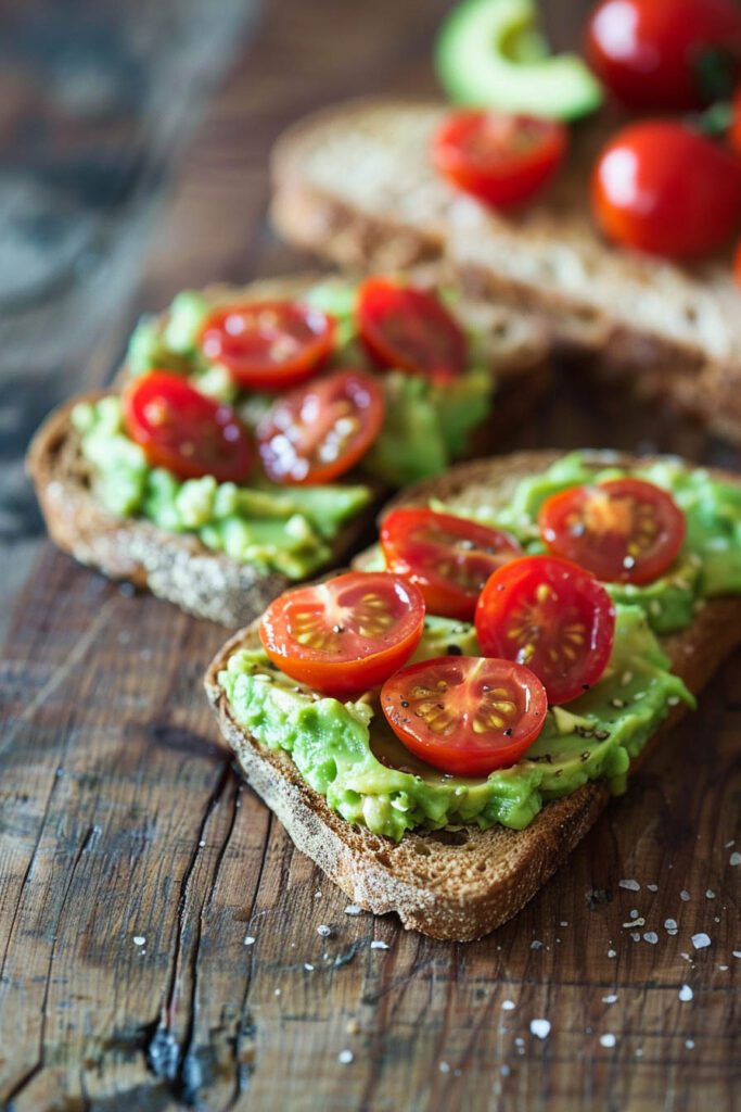 Avocado Toast with Cherry Tomatoes - Healthy snack ideas