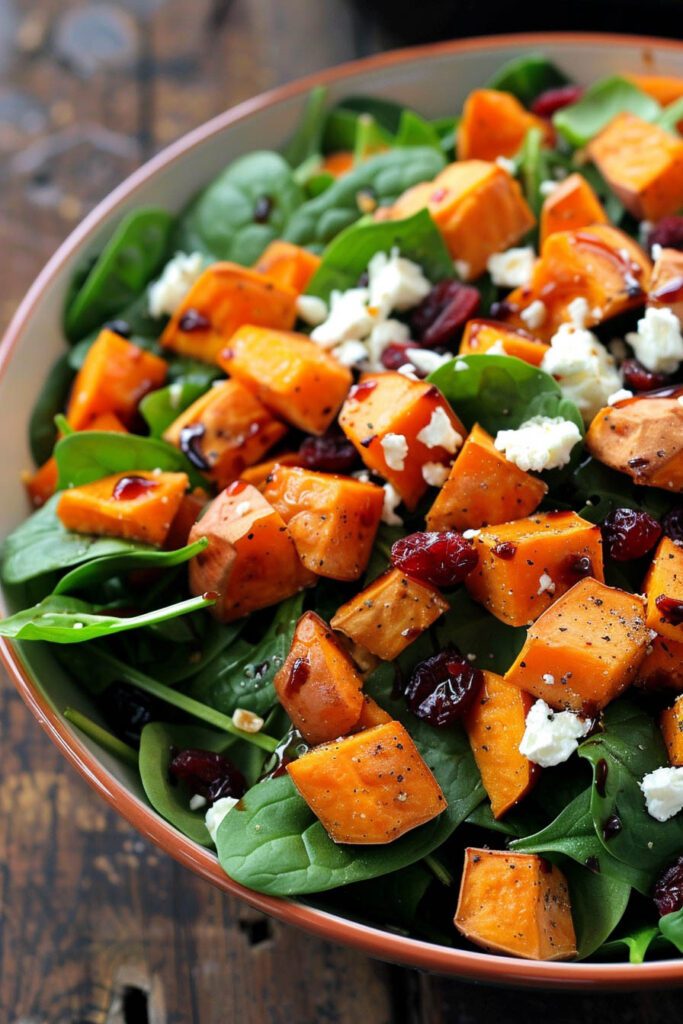 Roasted Sweet Potato and Spinach Salad - Healthy Salad Recipes