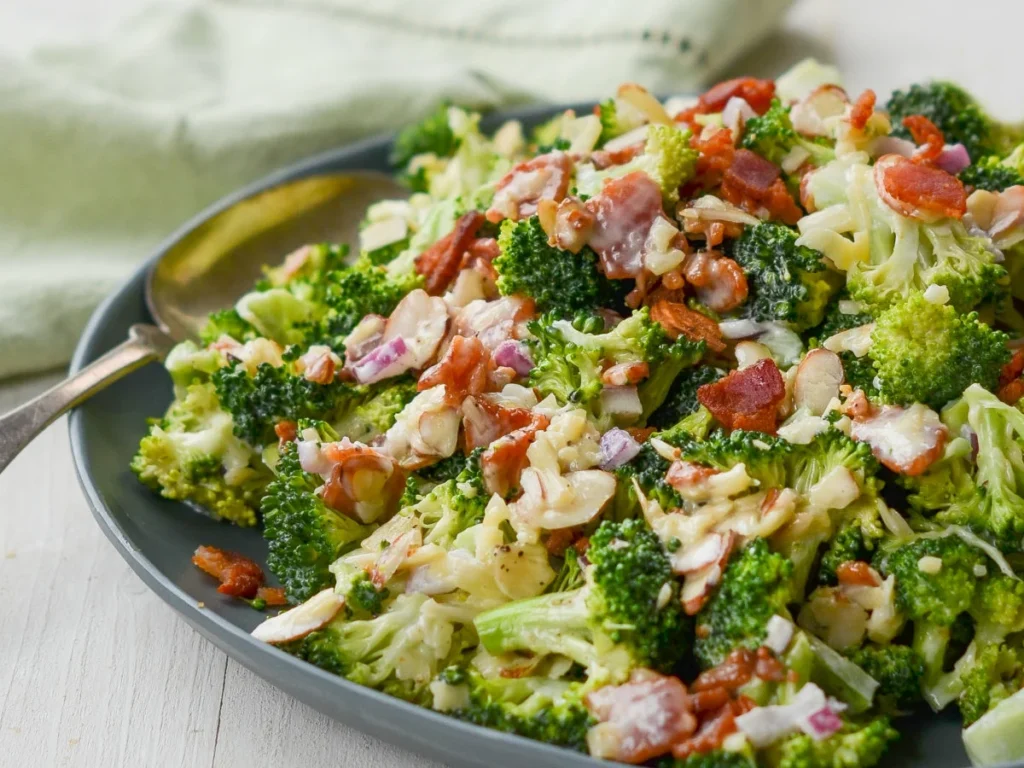 Broccoli Salad with Bacon, Cheddar & Almonds - salad recipes