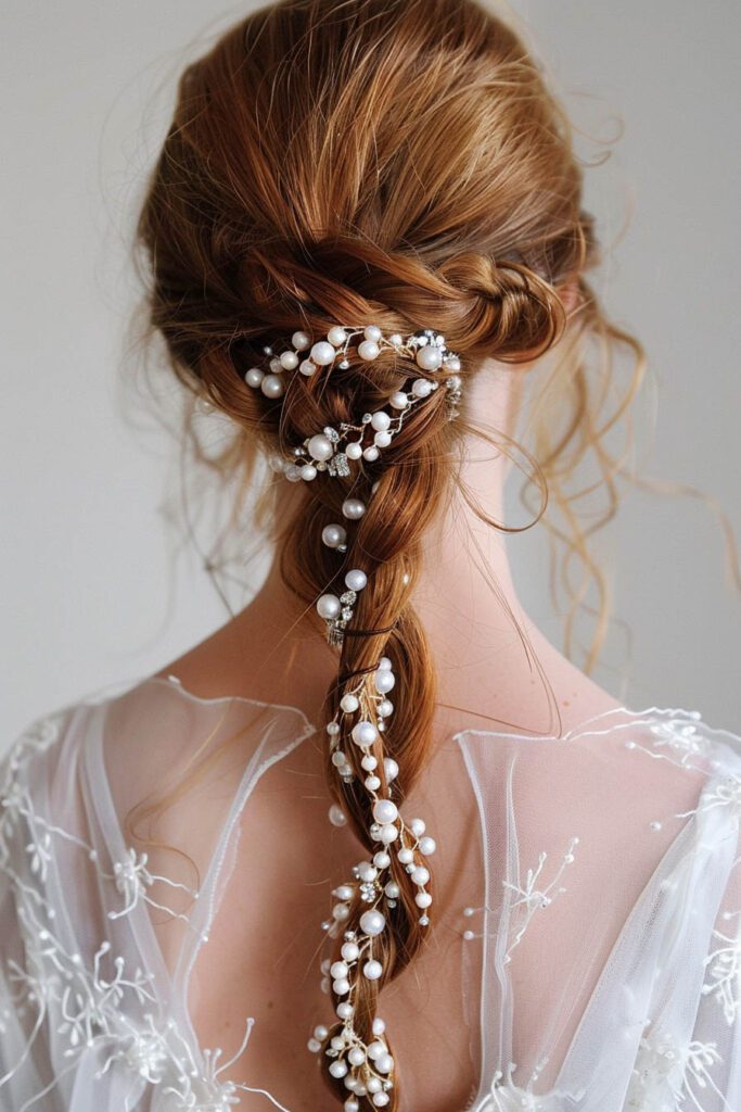 Pearl-Embellished Braids - wedding hairstyles
