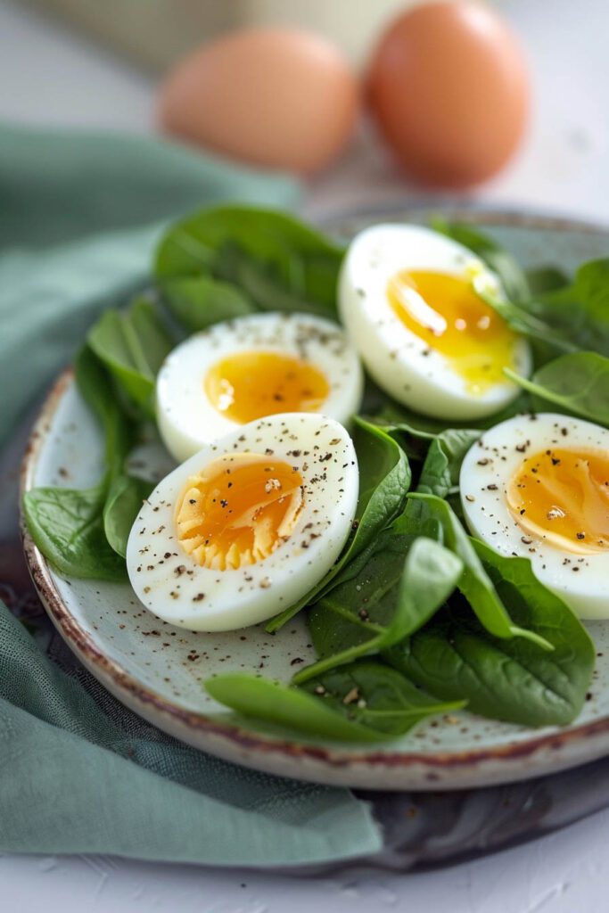 Hard-Boiled Eggs with Spinach - Healthy snack ideas