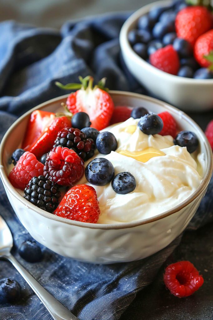 Greek Yogurt and Mixed Berries - Healthy snack ideas