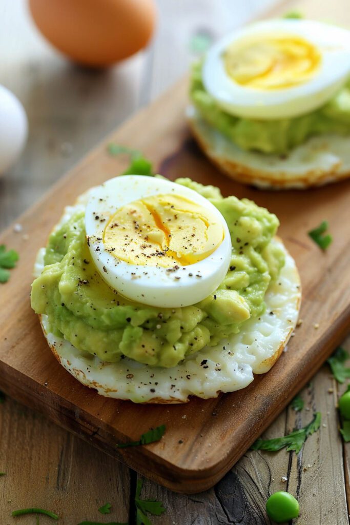 Rice Cake with Avocado and Egg - Healthy snack ideas