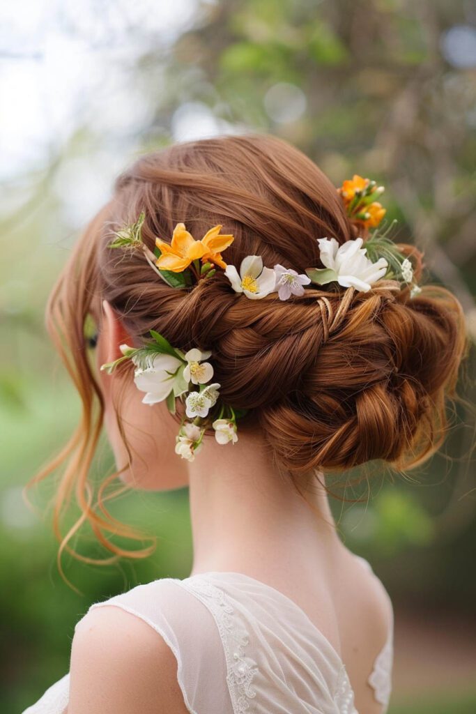Floral Accented Updo - wedding hairstyles