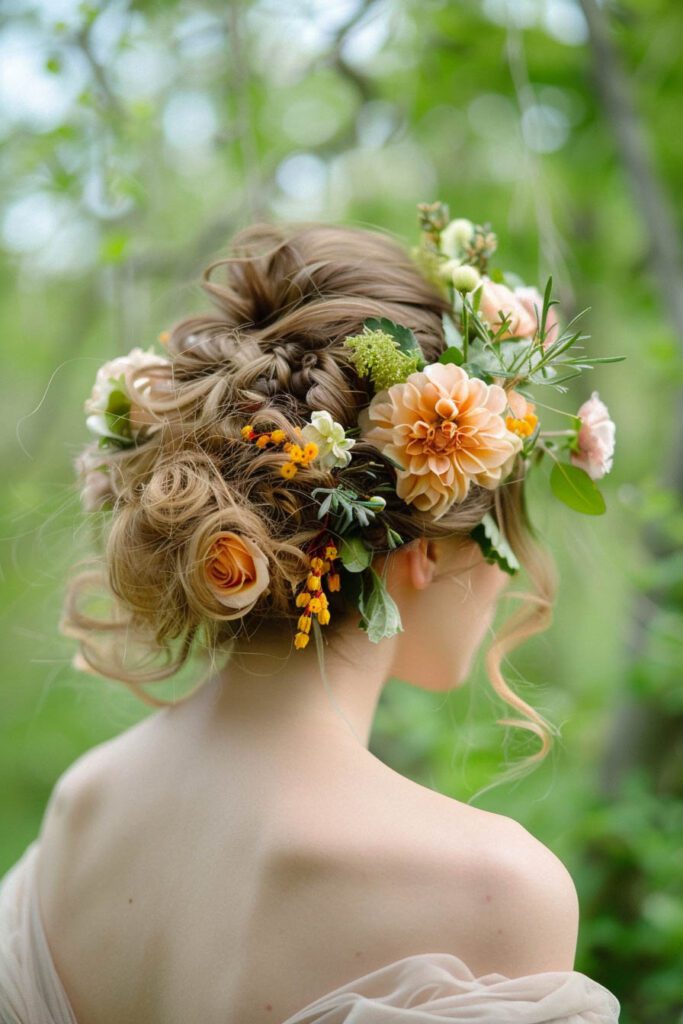 Floral Accented Updo - wedding hairstyles