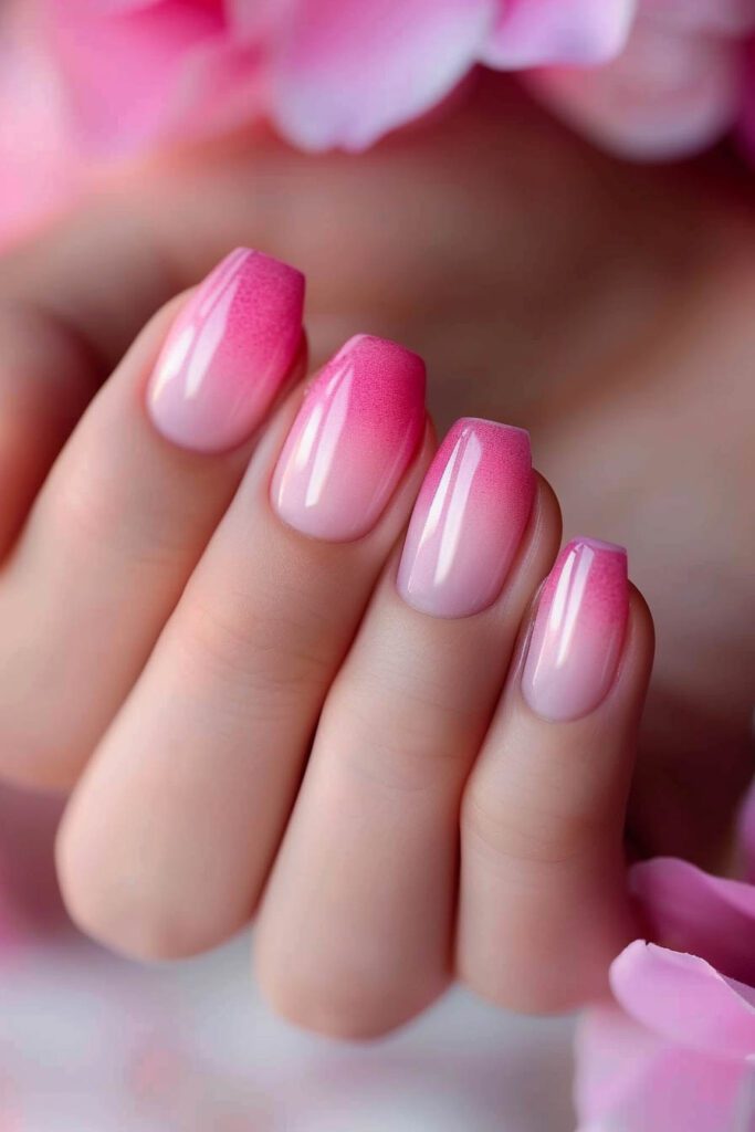 Elegant Pink Ombre Manicure: A Feminine Touch - Pink Nails