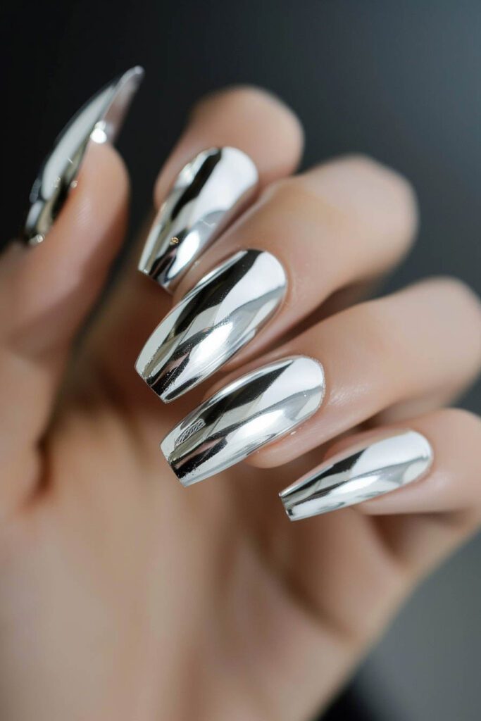 11. Silver: Modernity, High-Tech, Glamour - acrylic nail ideas