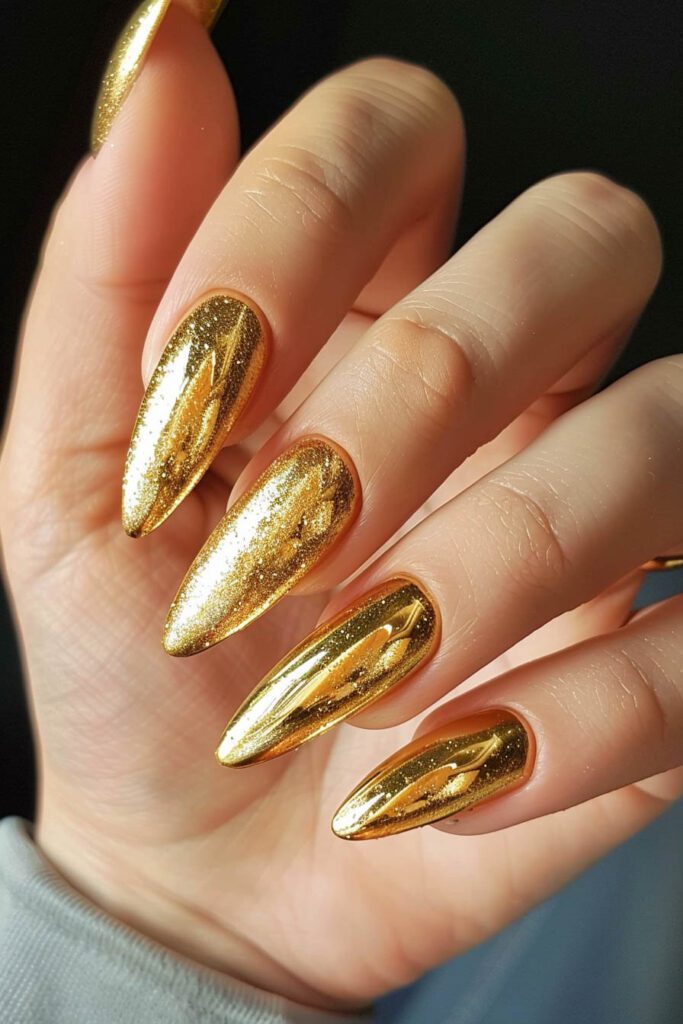 12. Gold: Wealth, Luxury, Prosperity - acrylic nail ideas