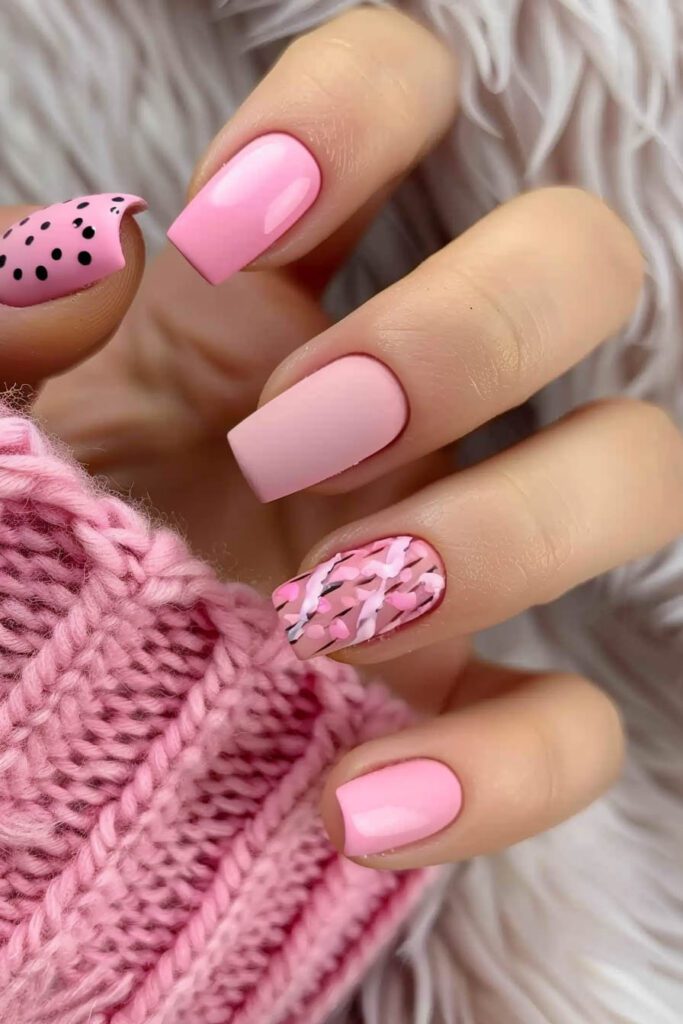 Textured Pink Camo Nails: Bold and Trendy - Pink Nails