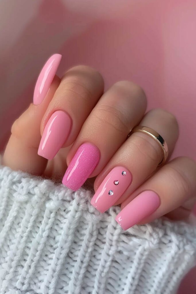 Rhinestone Pink Nails: Glamorous and Sparkly - Pink Nails