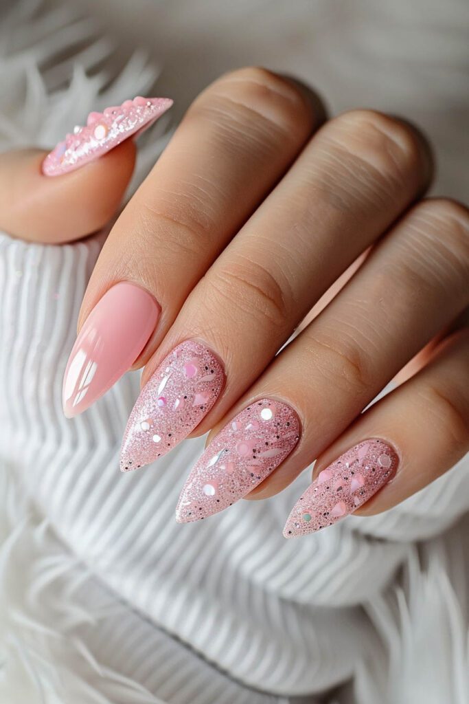 Glitter Pink Ombre Nails: Sparkling Glamour - Pink Nails