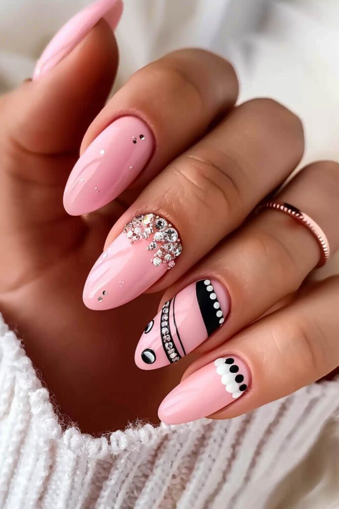 Rhinestone and Pearl Pink Nails: Glamorous and Chic - Pink Nails