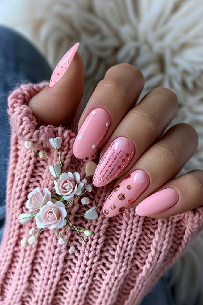 Soft Pink Nails with Elegant Embellishments: Delicate and Detailed