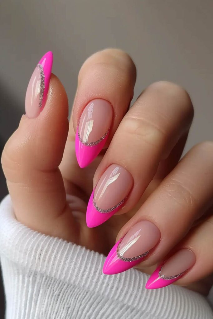 Hot Pink French Tips: Bold and Chic - Pink Nails