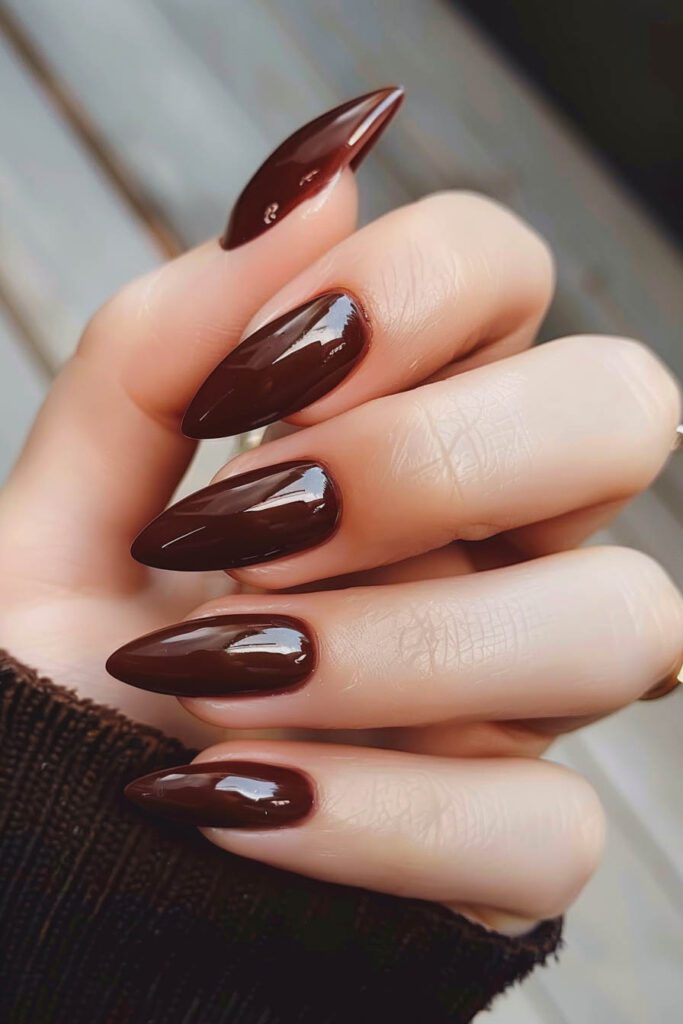38. Chocolate Brown: Earthiness, Richness, Warmth - acrylic nail ideas