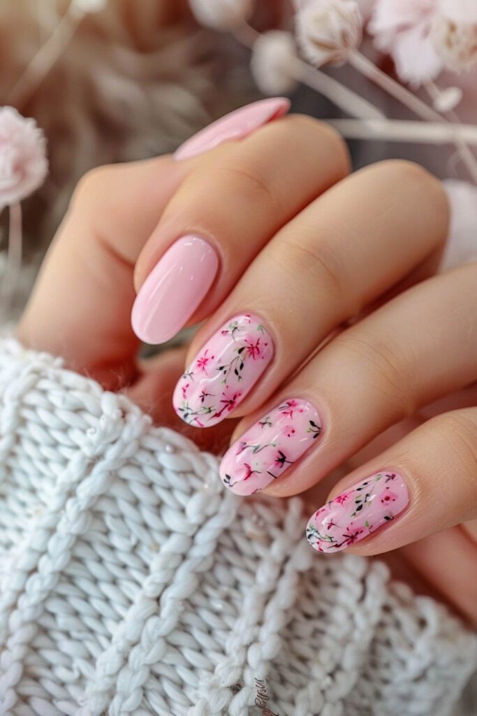 Floral Pink Nails: Delicate and Feminine - Pink Nails