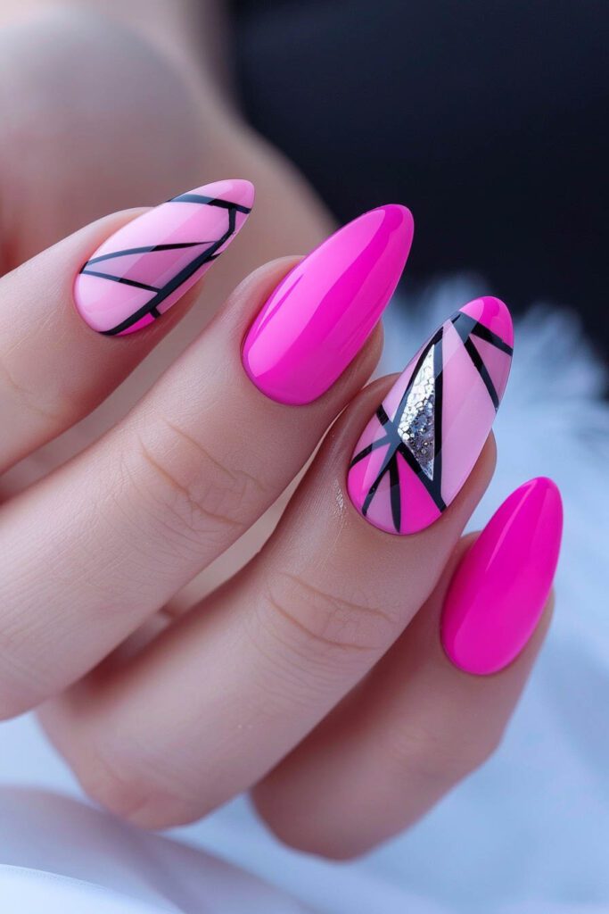 Geometric Pink Nails: Modern Art in Motion - Pink Nails