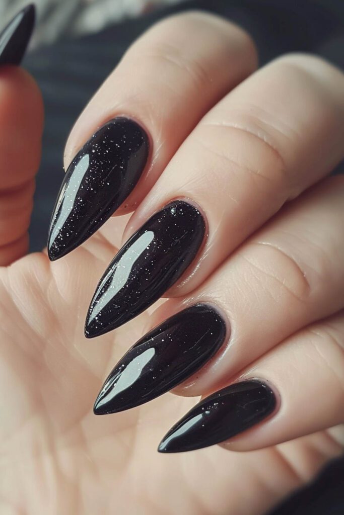 8. Black: Elegance, Power, Mystery - acrylic nail ideas